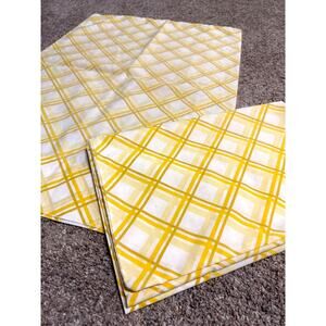 Vintage Pillowcase Pair Sears Roebuck Co. 1970s Geometric Harvest Gold Yellow